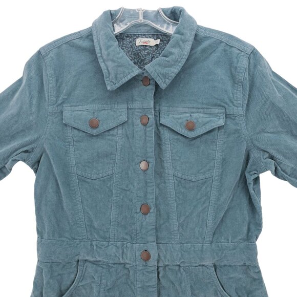 FAHERTY Michelle Dress Blue Corduroy Organic Cotton Lyocell Stretch EUC MEDIUM - Picture 4 of 9